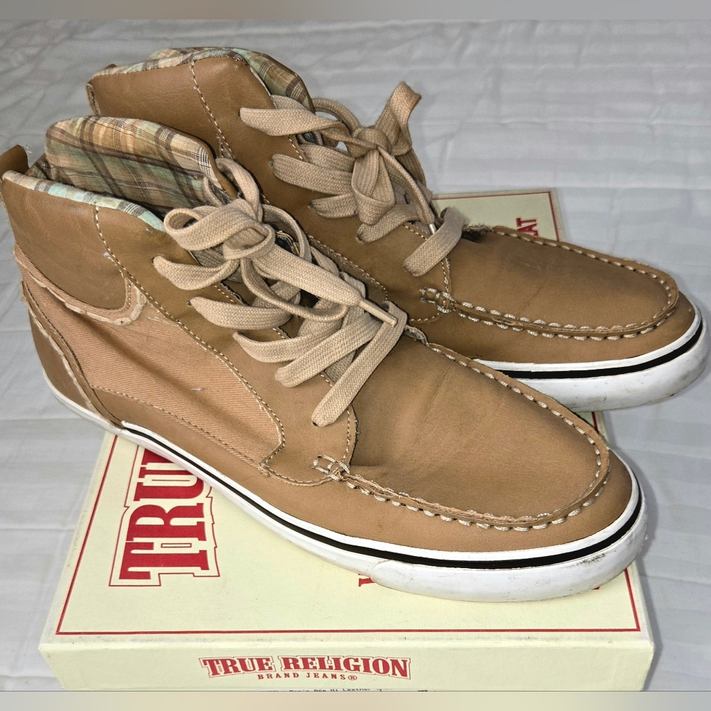 Rare & Vintage True Religion Men's Tan High-Top Sneakers